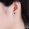 Men's Sterling Silver Stud Roman numerals Black Resin Inlay Earrings - pair