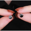 Orecchini da uomo in argento con corona in zirconio nero - paio