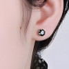 Boucles d'oreilles clous Argent homme couronne zirconium noir - paire
