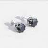 Orecchini da uomo in argento con corona in zirconio nero - paio