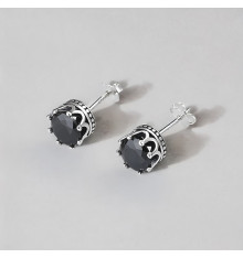 Pendientes de plata con circonitas y corona