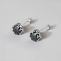 Silver crown zirconium stud earrings