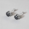 Boucles d'oreilles clous Argent homme couronne zirconium noir - paire