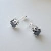 Boucles d'oreilles clous Argent homme couronne zirconium noir - paire