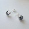 Boucles d'oreilles clous Argent homme couronne zirconium noir - paire