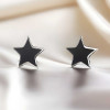 Boucles d'oreilles clous argent pentacle punk star resine noire homme femme - paire