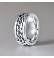 Men’s Stainless Steel Ring – Spinning Anti-Stress Band with Chain Detail
