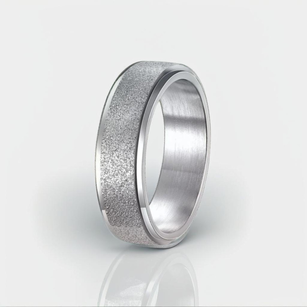 Anello da uomo in acciaio rotante con sabbia antistress da incidere