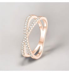 Infinity Ring in 925 Sterling Silver – Sparkling Zirconia and Custom Engraving