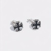 Boucles d'oreilles clous croix de malte argent resine noir