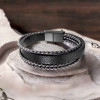 Men's Leather Personalised Bracelet Cords With Stainless Steel Clasp