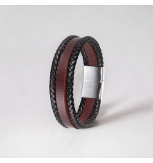 Bracelet cuir cordons tressés
