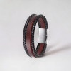 Rouge Bracelet homme en cuir noir multi cordons