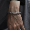Bracciale da uomo in catena color argento navy con chiusura a fibbia
