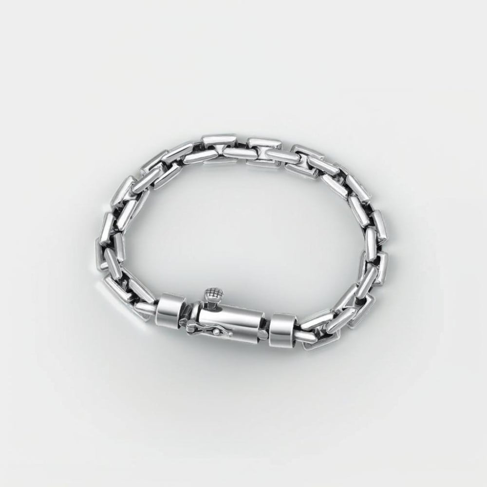 Bracciale da uomo in catena color argento navy con chiusura a fibbia