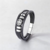 Bracelet cuir noir cordons croix de malte