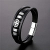Bracelet cuir noir cordons croix de malte