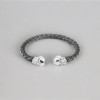 Bracelet jonc cuir tressé tête de mort