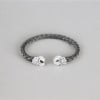 Bracelet jonc cuir tressé tête de mort