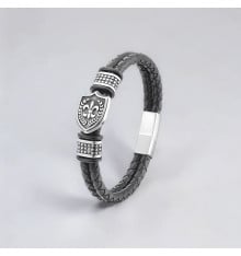 Fleur de lys braided leather bracelet