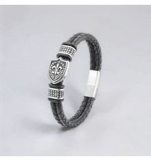 Fleur de lys gevlochten leren armband