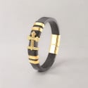 Bracciale in pelle nera con chiusura magnetica a croce