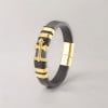 Bracelet homme cuir tresse noir croix fermoir acier