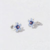Orecchini a bottone in argento con fiore