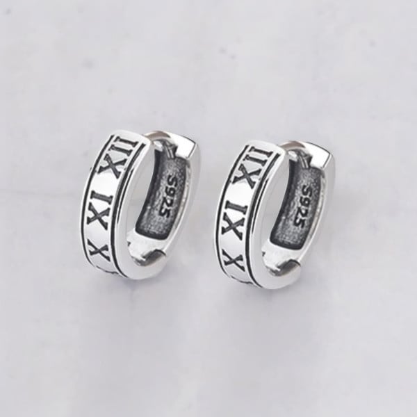 Boucles d'oreille argent homme femme creoles chiffres romains