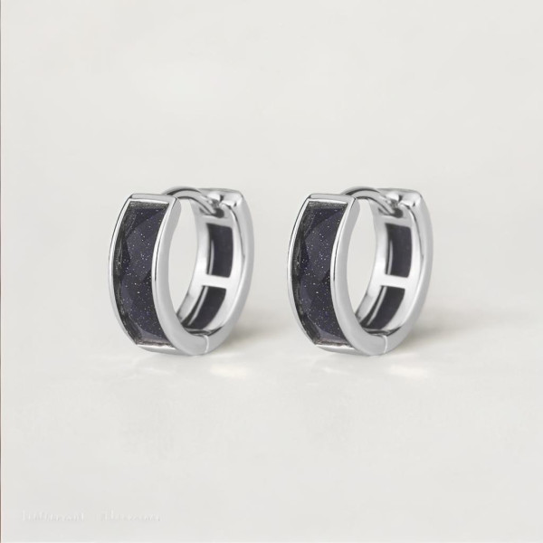 Zilveren onyx oorringen voor heren