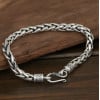 Zilveren herenarmband, gevlochten ketting, haaksluiting