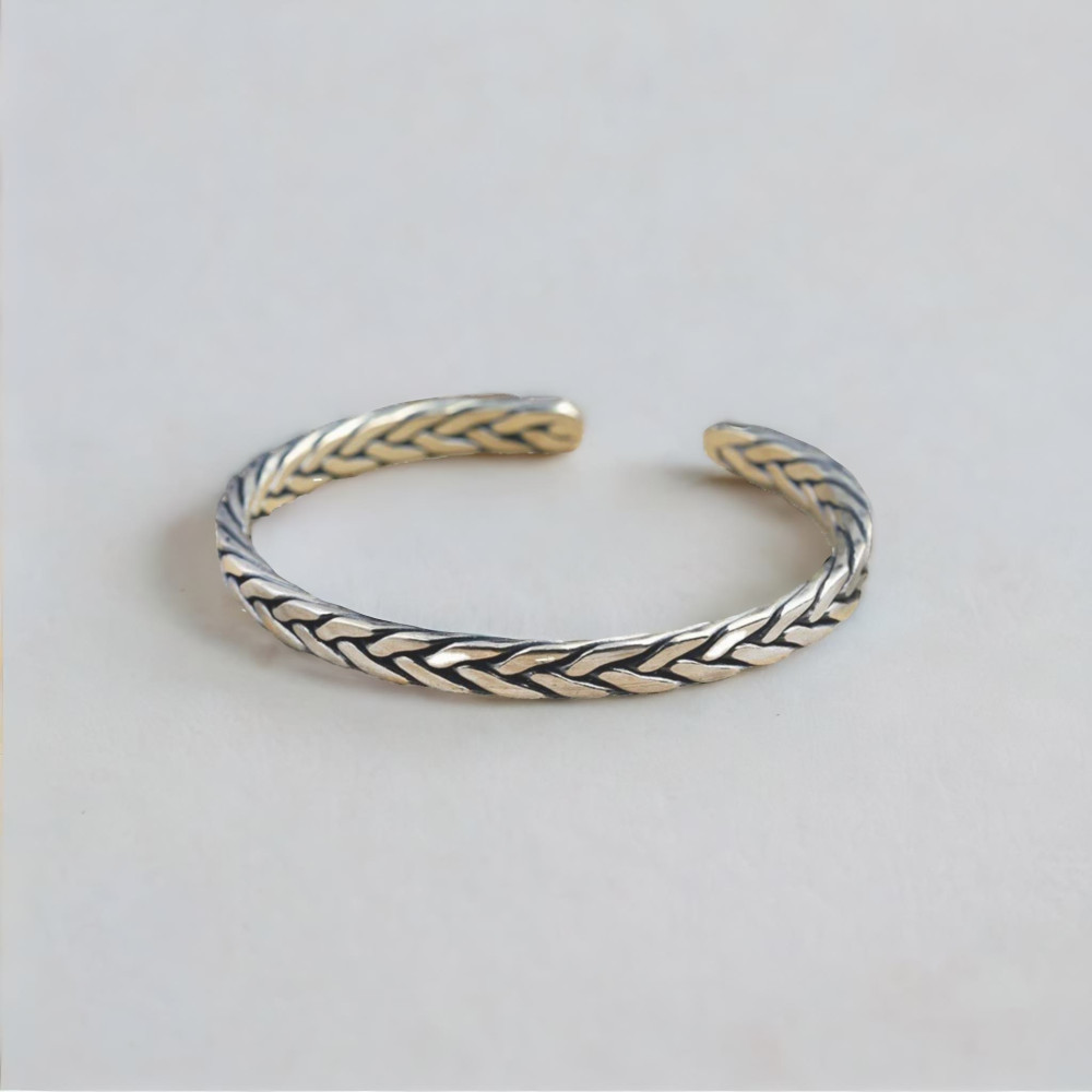 Bracelet argent massif jonc tresse homme femme