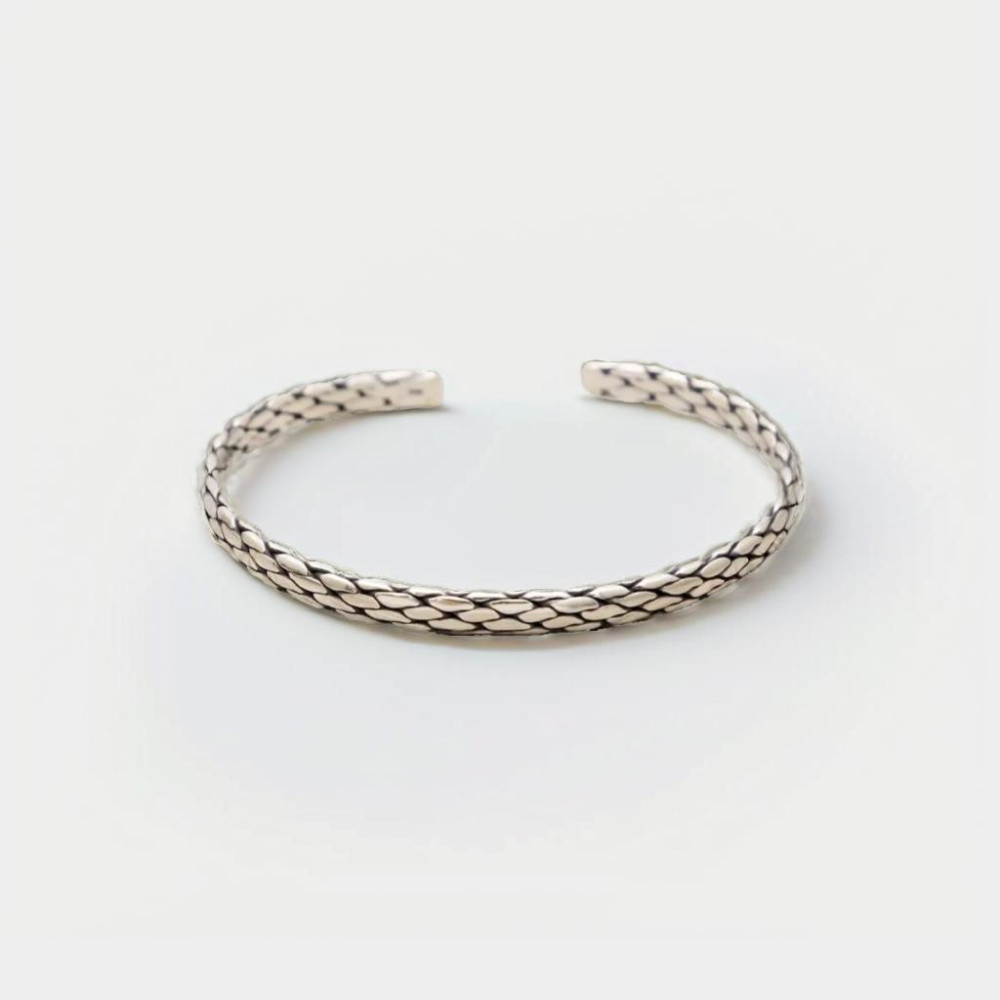 Bracciale Aperto Intrecciato in Argento Massiccio per Uomo e Donna