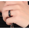 Anillo de hombre de tungsteno negro mate con pincel para grabar
