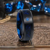 Bague alliance anneau fibre bleue tungstene zirconium personnalisable