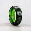 Vert Bague alliance anneau fibre bleue tungstene zirconium personnalisable