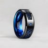 Bague alliance anneau fibre bleue tungstene zirconium personnalisable