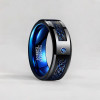 Bleu Bague alliance anneau fibre bleue tungstene zirconium personnalisable