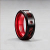 Rouge Bague alliance anneau fibre bleue tungstene zirconium personnalisable