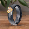 Anello da donna in ceramica nera con cuore in zirconio