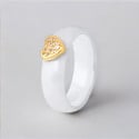 Black Ceramic Zirconia Inlay Heart Band RIng