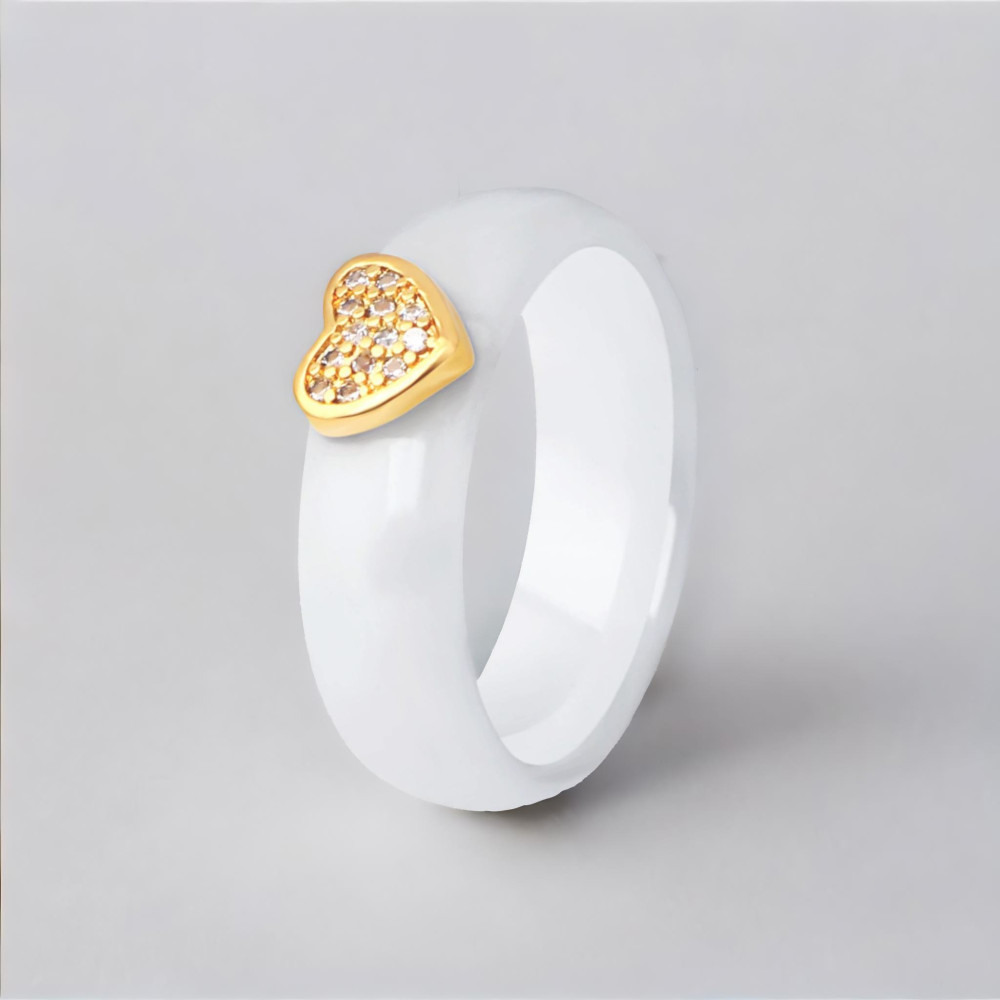 Bague femme alliance ceramique noire coeur zirconium