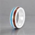 Bague céramique blanche ligne bois