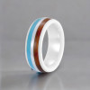 Bague céramique blanche ligne bois