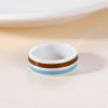 Bague céramique blanche ligne bois