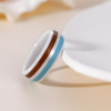 Bague céramique blanche ligne bois