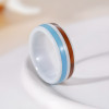 Bague céramique blanche ligne bois