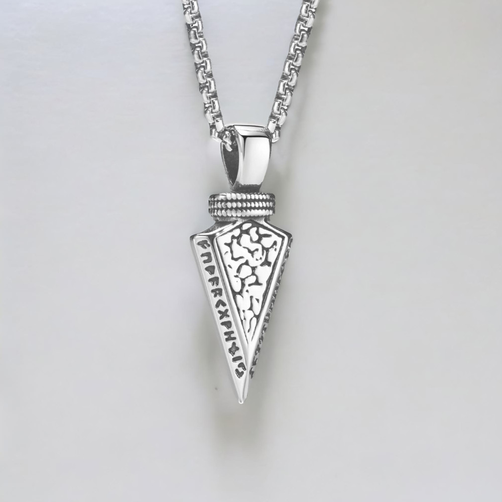 Pendentif celtique anneau runes vikings acier