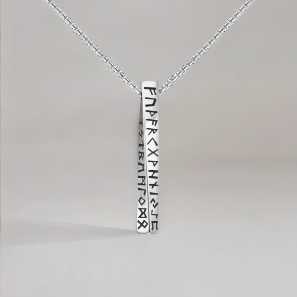Pendentif celtique barre runes vikings acier