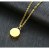 Men's Polished Stainless Steel round plaque secret box Custom Engraving Necklace Pendant